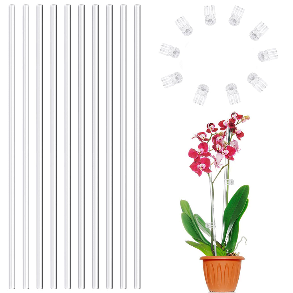 HASTHIP 10Pcs Plant Support Sticks with 10 Plant Claw Clips 15.75 inches Acrylic Clear Plant Support Stakes Plant Stand Stakes for Planters, Flower Pots HASTHIP 10Pcs Plant Support Sticks with 10 Plant Claw Clips 15.75 inches Acrylic Clear Plant Support Stakes Plant Stand Stakes for Planters, Flower Pots